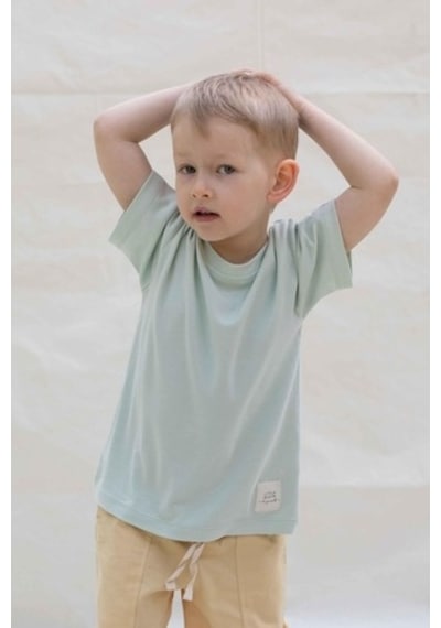 Little Gusto Bambu Oversize Çocuk Tişört Yeşil