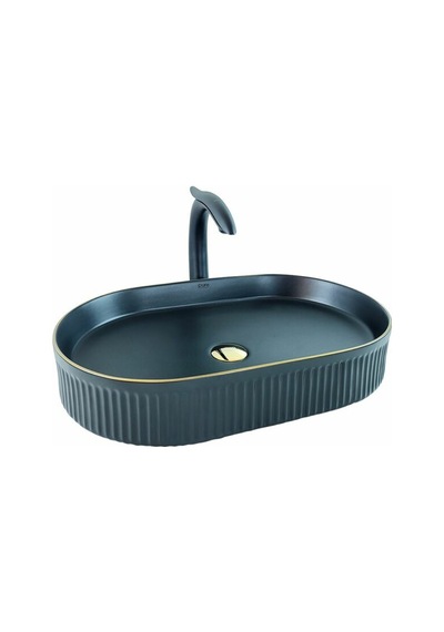 Mat Siyah Altın Çanak Lavabo 60cm Renkli