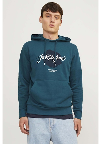 Jack & Jones Jjtıley Sweat Hood Ln Mavi Erkek Sweatshirt Mavi