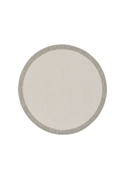 Sisalux 3086 Beyaz Gri Yuvarlak Sisal Dokuma Jüt Kilim Hav Toz Vermez Mutfak Oturma Odası Halısı Beyaz - Gri