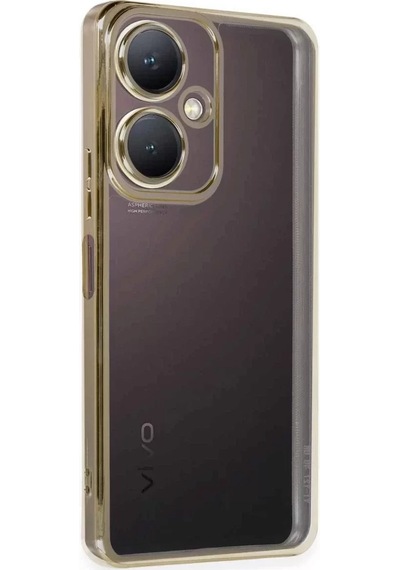 Newface Vivo Y27 Kılıf Razer Lensli Silikon - Gold Altın