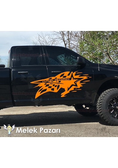 2 Adet - Damalı Yarış Bayrağı Off Road Jeep Sticker