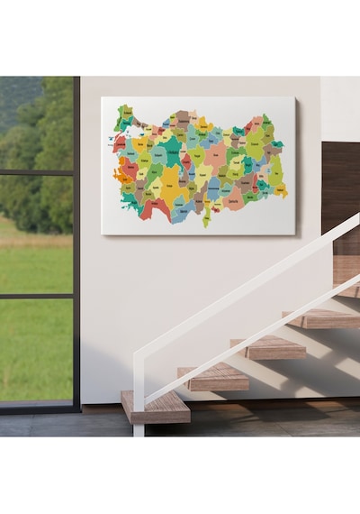 Türkiye Haritası Kanvas Tablo Eğitici Ve Öretici Dekoratif Tablo Tablo 3118 95 X 55