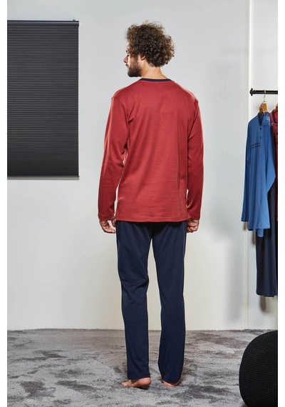 Pjs Erkek Kışlık Uzun Kol Pijama Takımı-kiremit Kiremit