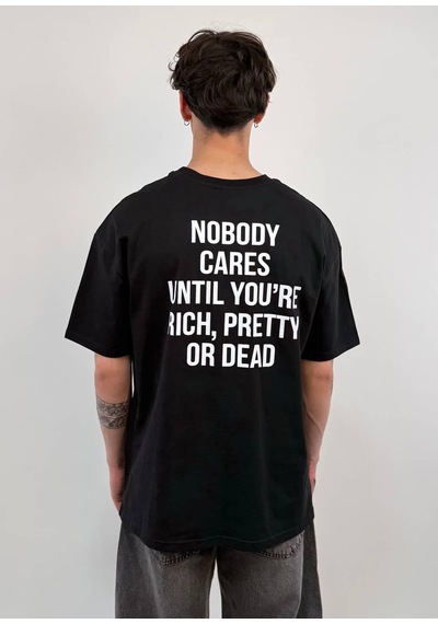 Zaee Nobody Cares Oversize Tişört Siyah