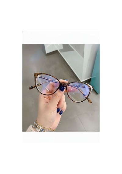 Glam Cat Eye Mavi Işık Filtreli Optik Cam Uyumlu Koruyucu Gözlük Leopar