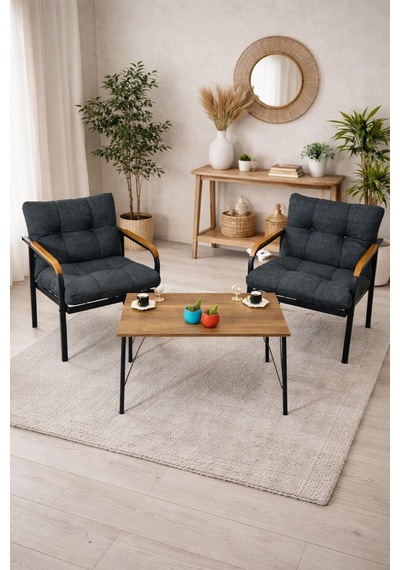 Madame Home Leylak Balkon, Bahçe,teras,cafe - Salon - Metal Kanepe Koltuk Takımı 1-1 Antrasit Madame Home Leylak Balkon, Bahçe,teras,cafe - Salon - Metal Kanepe Koltuk Takımı 1-1 Antrasit