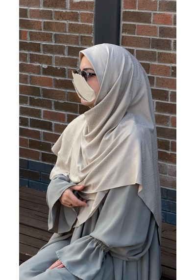 Qalortex Scarf Premium Jakarlı Sare Büyük Boy Eşarp-tas taş