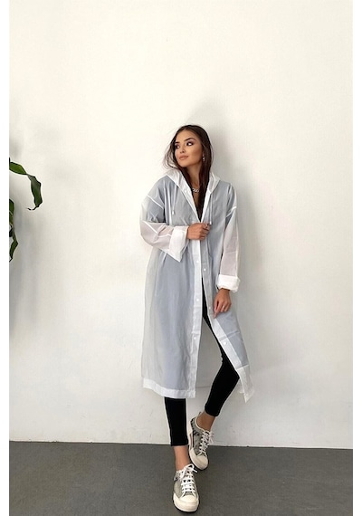 Marlux M21M Unisex Kapüşonlu Çıtçıtlı Eva Yağmurluk - Beyaz