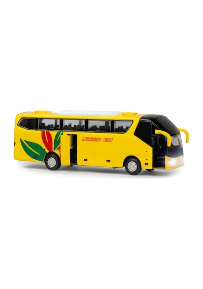 Lüks Işıklı Sesli Kapıları Ve Bagajı Açılan Yumuşak Lastikli Tur Tatil Otobüsü 15 Cm - Sarı
