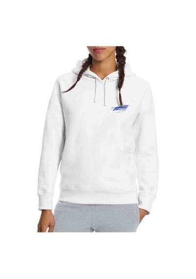 Leon Far Baskılı Beyaz Kadın Kapşonlu Sweatshirt