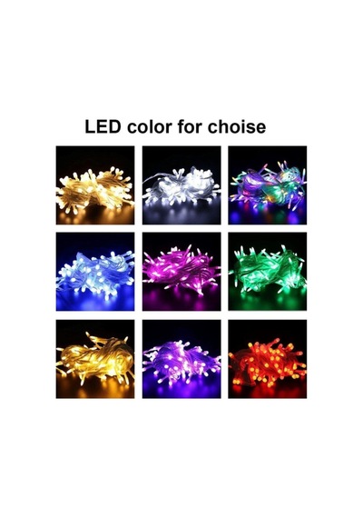 10mt Rgb 100 Led Fişli Noel Parti Yılbaşı Ağaç Dekoratif Aydınlatma Lambası Animasyonlu Süsleme Karışık