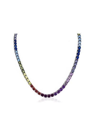 Masaliko 3mm Multicolor Gümüş Kolye Ms2881, 925 Ayar Kadın Gümüş Kolye Gümüş
