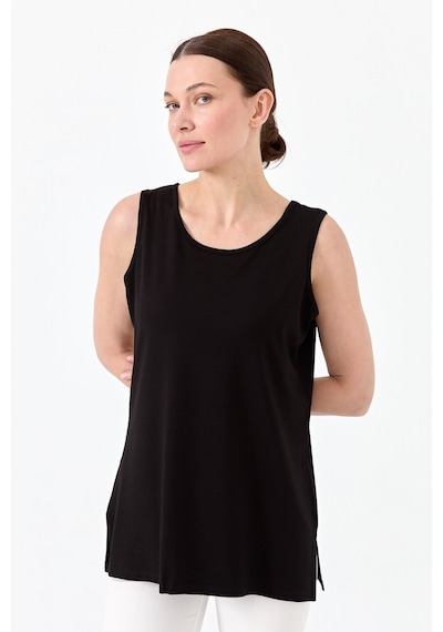Kadın Askılı Penye T-shirt Siyah SIYAH