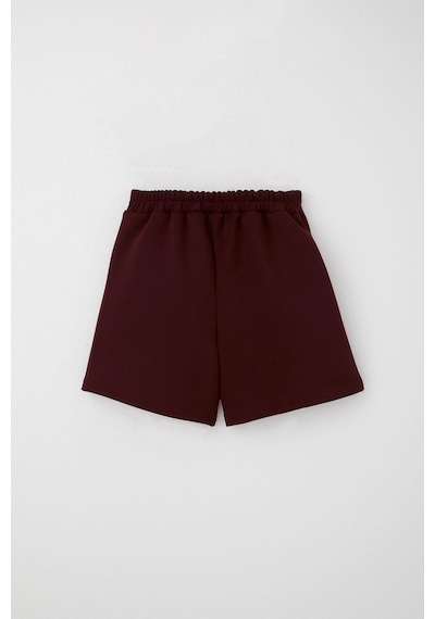 Breeze Kız Çocuk Şort Etek Düğme Aksesuarlı Beli Lastikli 6-12 Yaş, Bordo Bordo