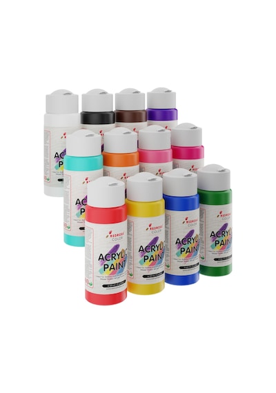 Red Rose Tüm Renkler Akrilik Boya 12'li Set 12x60 Ml 0,15 L