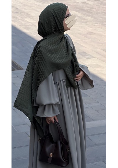 Qalortex Scarf Premium Pamuklu Jakar Şal-haki