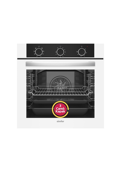 Simfer 8221 9 Fonksiyon QS Beyaz Cam Ankastre Fırın Power Turbo Pop-up
