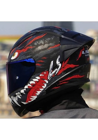 Ls2 Rapıd 2 Race Kaıju Fullface Motosiklet Kaskı Mavi Camlı Siyah