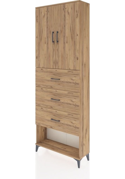 Arges Dolap 3 Raflı 3 Çekmeceli 2 Kapaklı 88x30x243 Çam-çam Atlas Çam