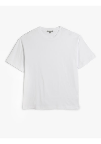 Koton Kısa Kollu Pamuklu Bisiklet Yaka Basic Oversize Tişört Beyaz 5sam10152hk Beyaz