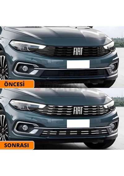 S-dizayn Fiat Egea Krom Ön Panjur Ve Tampon Çıta Seti Diamond Model 22 Prç. 2020 Üzeri Mat Krom