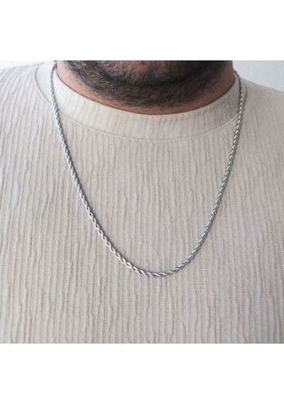 925 Ayar Gümüş Halat Model Burgulu Zincir Kolye 2,5 Mm