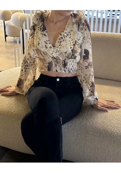Desenli Bluz 24k23303 Lacivert