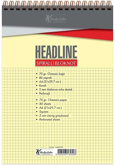 Keskin Color Bloknot Karton Kapak Spiralli Headline A4 80 Yp.kar