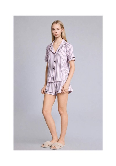 Defacto Regular Fıt Kısa Kollu 2li Softshell Açık Leylak Pijama Takımı H5043ax26aupr336 Mor-pr336
