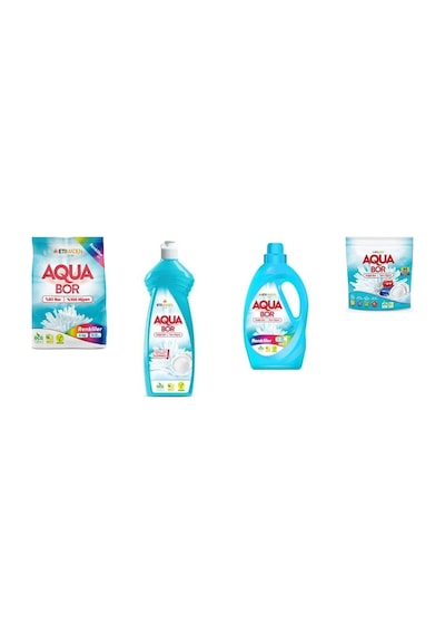 Aquabor Doğal Mineralli 4 Kg Renkliler + Elde Bulaşık + Sıvı Renkliler + Tablet 4 Lü Set