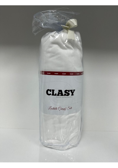 Clasy Ranforce Lastikli Çarşaf Seti Çift Kişilik Düz Beyaz Çok Renkli