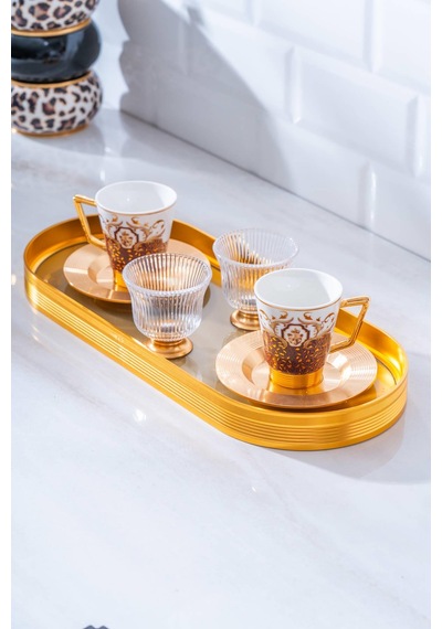 Acar Pronto 2 Kişilik Cam Tepsili Kahve Fincanı Takımı - 90 Ml renkli