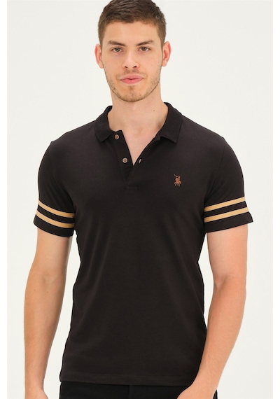 T8585 Dewberry Erkek T-shırt-siyah-camel Siyah-camel