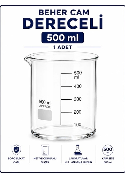 Beher Cam Dereceli 500ml 1 Adet