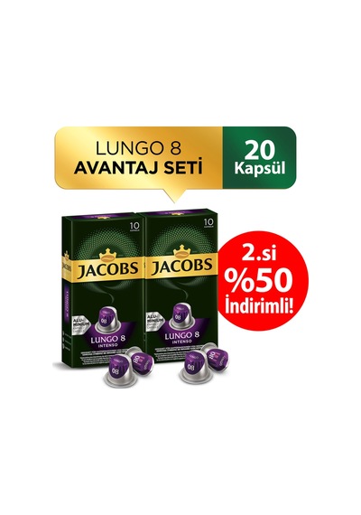Jacobs Lungo Intenso 8 Kapsül Kahve 2 x 10'lu