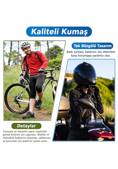 Microcase Motosiklet Ve Bisiklet Kaskı El Tutacaklı Büzgülü Taşıma Saklama Çantası Koruyucu Kese 47x42 Cm Al5687 Siyah