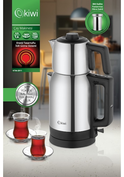 Kiwi KTM-2911 2200 W Paslanmaz Çelik Çay Makinesi