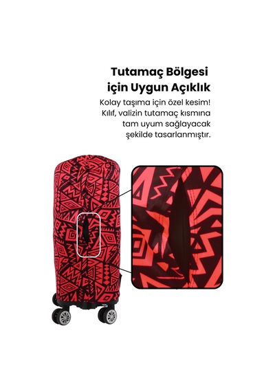 Lubros Valiz Kılıfı Bavul Koruyucu Yıkanabilir Tribal Enerji