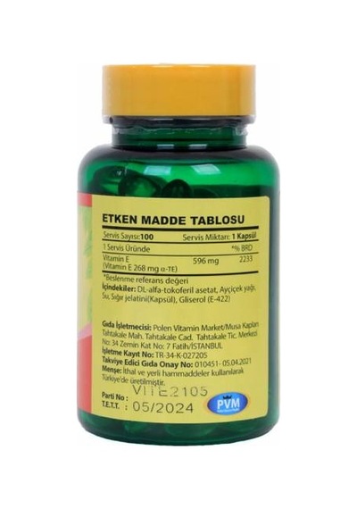 Vitapol E Vitamini 400 Iu 268 Mg 3X100 Kapsül