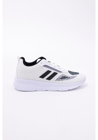 Dijital Baskılı Unisex Beyaz Sneaker - Siyah Desenli Günlük Ayakkabı Beyaz-mavi