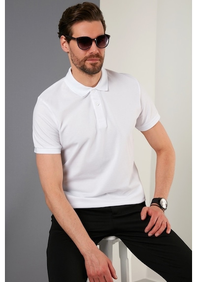 Buratti Regular Fit Pamuklu Düğmeli Erkek Polo Yaka T Shirt 5902326 Beyaz Buratti Regular Fit Pamuklu Düğmeli Erkek Polo Yaka T Shirt 5902326 Beyaz