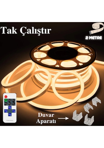 Neon Esnek Şerit Led Tak Çalıştır Kumandalı-dimmer-gün Işığı 2mt