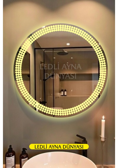 60 Cm Günışığı Banyo Antre Makyaj Duvar Ledli Ayna Beyaz - Gümüş