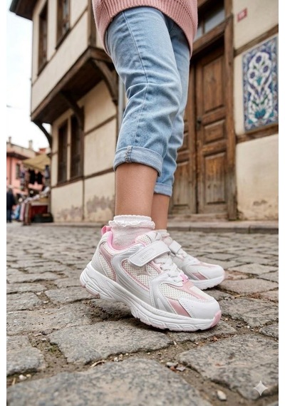 Fort Terra Cool Rahat Hafif Anatomik Kız Çocuk Ayakkabı Beyaz - Pembe