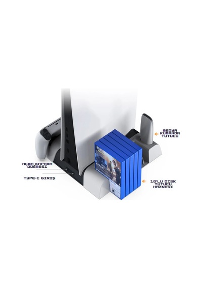 Ps5 Disk Dijital/ps5 Slim Disk Dijital Uyumlu Multi Fonksiyonel Soğutucu Şarj İstasyonu
