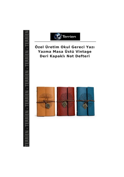 Özel Üretim Okul Gereci Yazı Yazma Masa Üstü Vintage Deri Kapaklı Not Defteri Çok Renkli