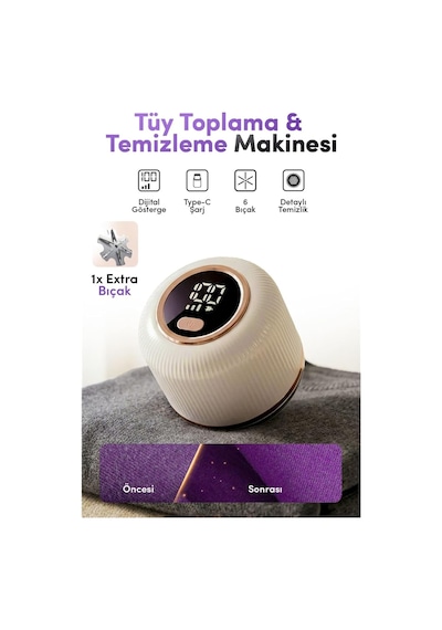 Şarjlı Tüy Toplama Makinesi, 6 Bıçaklı, Dijital Ekranlı, Güçlü Tiftik Toplayıcı Yuvarlak Gövde Diğer