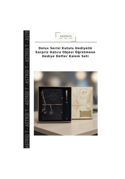 Delux Serisi Kutulu Hediyelik Sürpriz Hatıra Objesi Öğretmene Hediye Defter Kalem Seti Çok Renkli