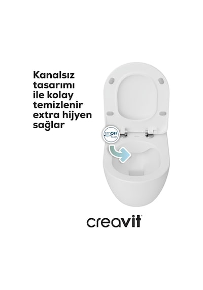 Creavit Free Beyaz Kanalsız Asma Klozet Fe322, Creavit Free Duck Duroplast Yavaş Kapak Diğer